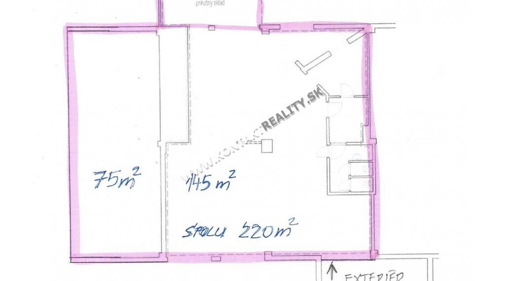 Prízemný obchodný priestor 220 m2 Staré mesto, Alvinczyho